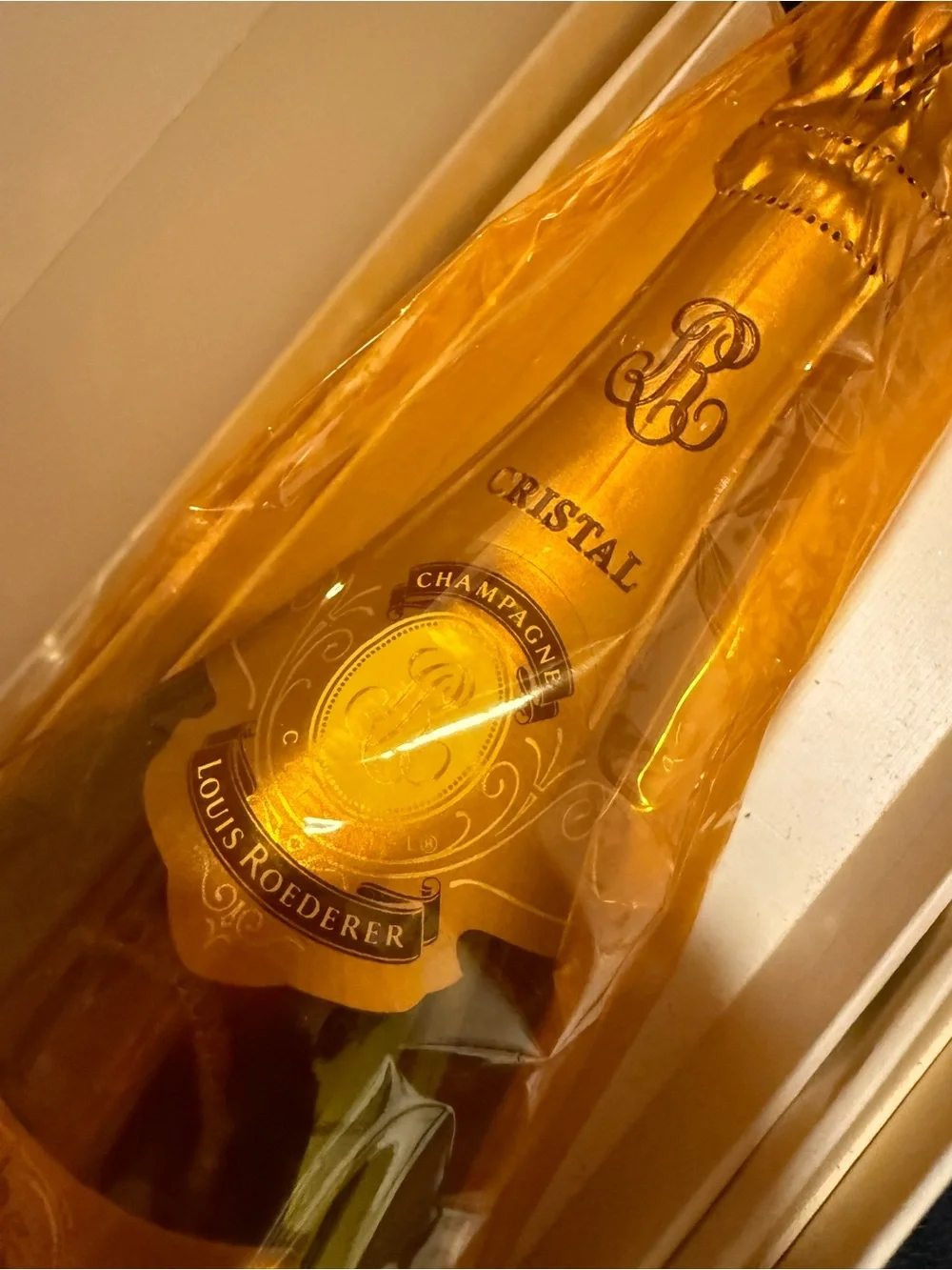 Louis Roederer Cristal Champagne Gold Gift Box New Bottle
